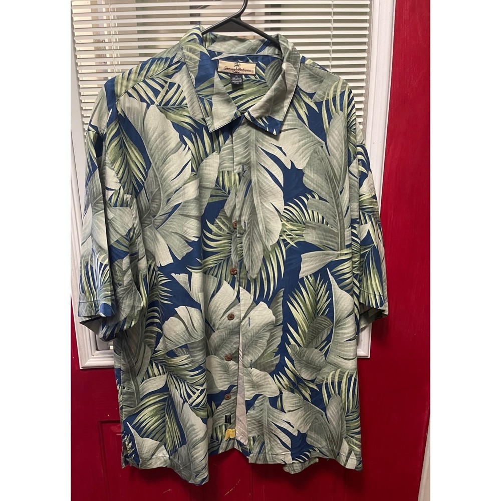 Tommy Bahama 100% Silk Button Front Men's Short Sleeve Shirt Floral Hawaiian XL